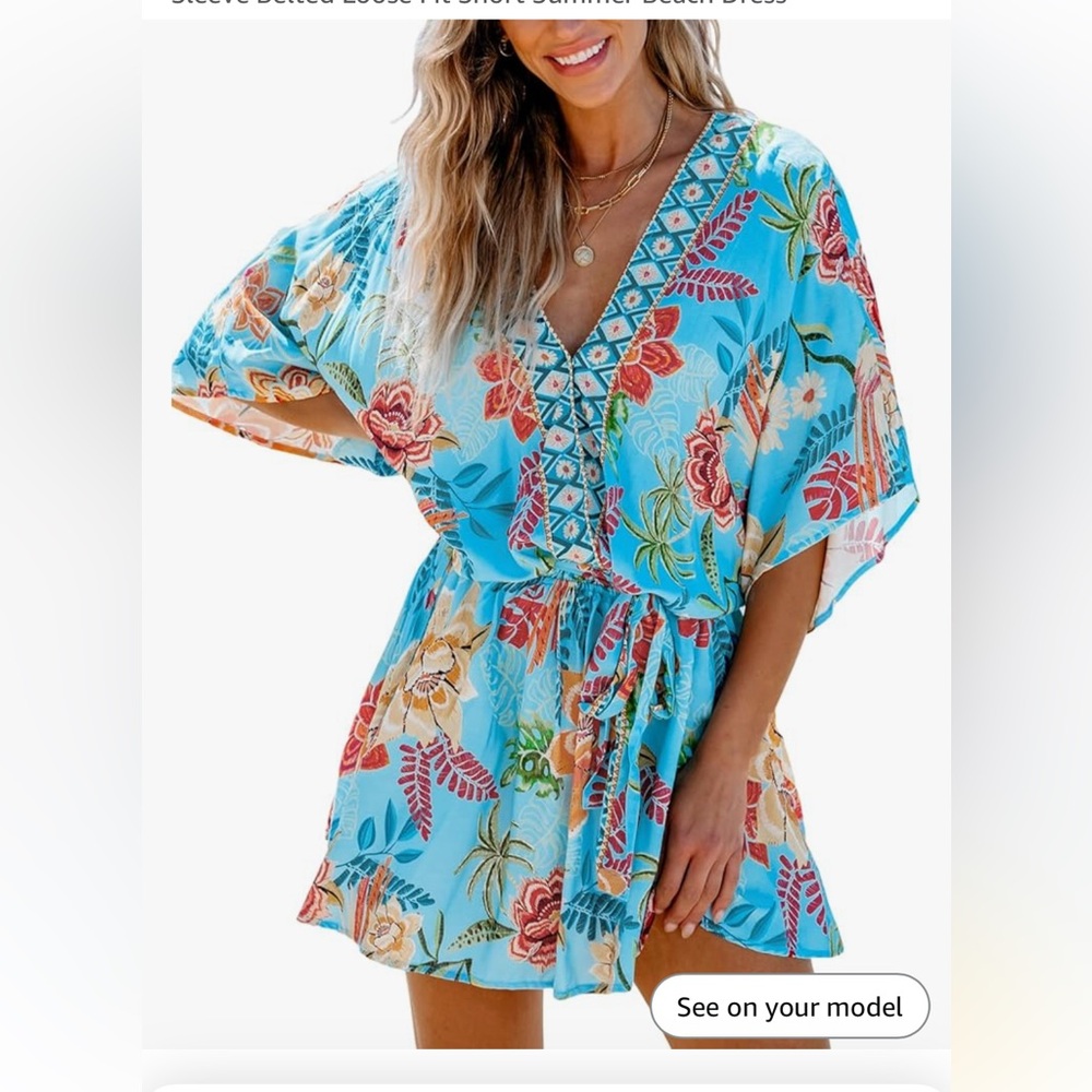 Cupshe Blue Floral Mini Dress